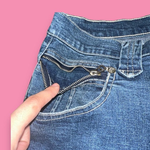 FL Jeans Vintage Y2k Cropped Zipper Pocket Adjustable Ankle Buckle Pants Size 16 - Picture 5 of 7
